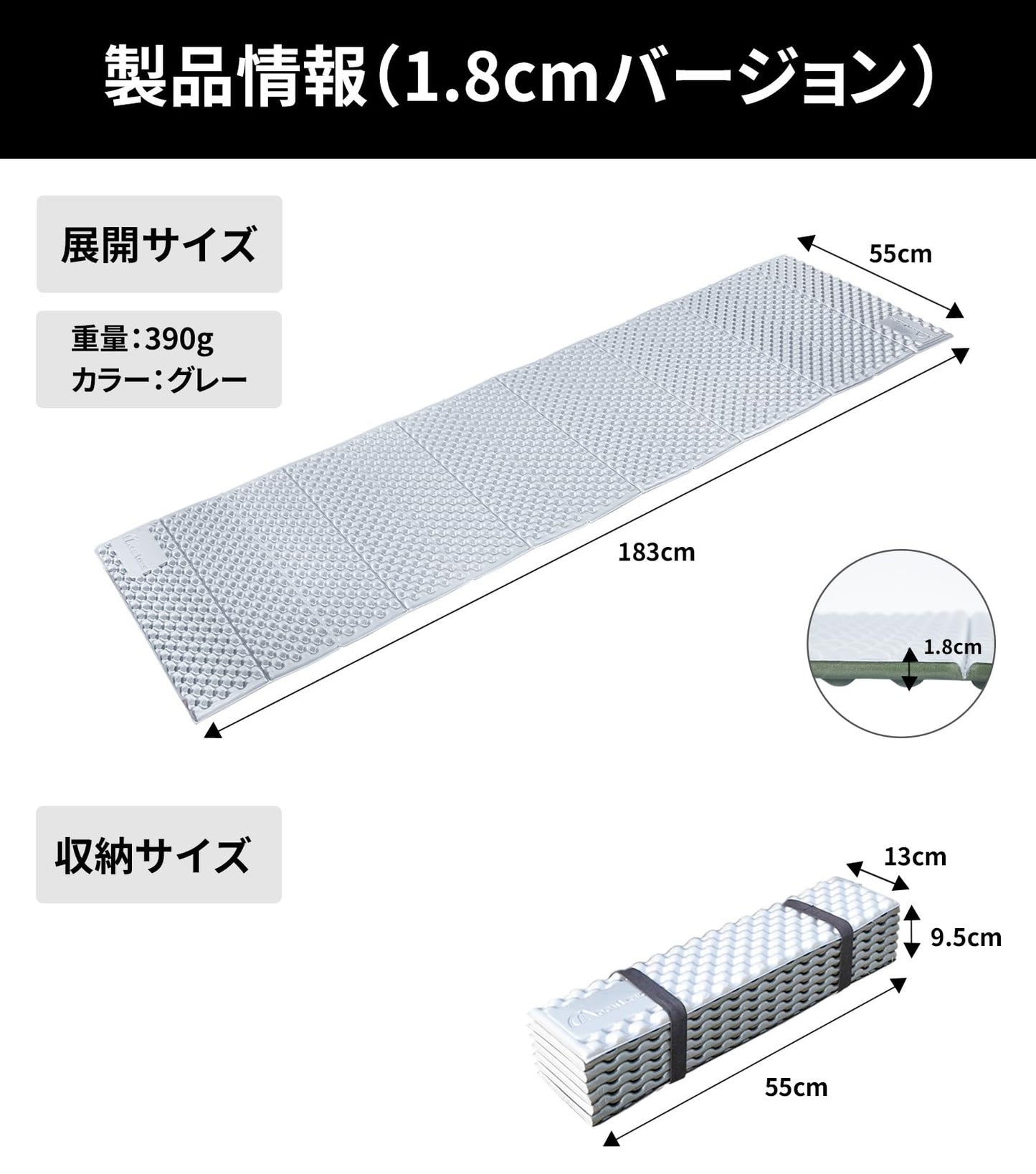 YOYOSTAR 2026 キャンプ アウトドアマット 厚さ18mm レジャーマット 車中泊 防災 収納袋 ゴムバンド 付き/防水/超軽量/断熱